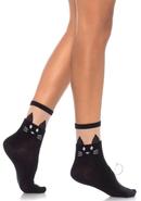 Leg Avenue Black Cat Opaque Anklet With Sheer Top - O/s -...